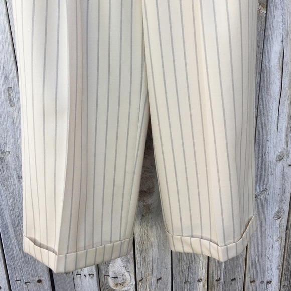 Ralph Lauren Blue Label Vintage Y2K High Rise Striped Wide Leg Pants Cream Blue - Picture 9 of 16
